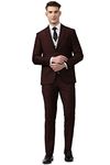 Peter England Polyester Blend Men Maroon Textured Slim Fit Formal Three Piece Suit Business Pants Set (PIS3SNSFM32986 42)