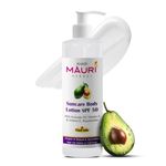Khadi Mauri Herbal Suncare Body Lotion (Sunscreen) SPF 50 | Broad Spectrum | Hydrates & Nourishes Skin | Enriched with Avocado Oil, Vitamin A & E, Niacinamide | 210 ml