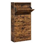 VASAGLE Shoe Cabinet With 3 Flip Doors, 3-Tier Wooden Storage Cupboard, Perfect for Narrow Entrance, Hallway, Living Room, Bedroom, 60 x 24 x 120 cm (L x W x H), Rustic Brown LBC030X01