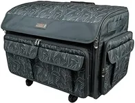 Everything Mary XXL Rolling Sewing Tote, Black & Floral - Rolling Carrying Storage Cover Case Compatible with Large Brother and Singer Machines - Universal Travel & Craft Tote Bag