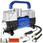 UUP Tire Inflator Air Compressor, 150PSI 12V DC Double Cylinders Heavy Duty Portable Air Pump w/Emergency LED Light for Truck, SUV, Car, RV