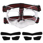 Broken Nose Face Guard, 5.9x3.74in Red & Black Sports Face Shield Nose Protector Nose Guard Face Mask with Padding Adjustable Face Shield for Basketball Soccer Baseball (Full Cover)