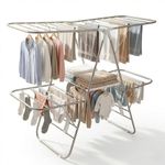 EZHOME Large Foldaway Laundry Rack, Heavy Duty, Collapsible, Space-Saving Storage, Stainless Steel, Indoor/Outdoor YLT-0501 (YTL-0501D-01B)