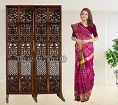 THEHEARTWILL® Wooden partition for Pooja Room/separators for Living Room/Wall partition/Room partition/Wooden partition for Living Room/Divider for Kitchen, Hall. (2 Panels (with Stands))