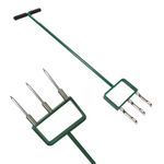 Landzie Hollow and Spike Tine Lawn Aerator Set - Includes 1 Aerator + Set of 3 Hollow Tines and 3 Spike Tines - 42 Inch Manual Stainless Steel Gardening Hand Tool - Grass Aerator Lawn Tool…