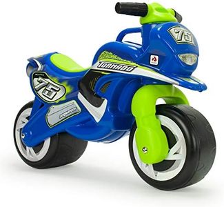 INJUSA - Moto Porteur Tundra Tornado, Enfants +18 Mois, Décoration Permanente, Larges Roues en Plastique, Poignée de Transport, Design Ergonomique, Couleur Bleue