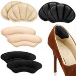 WLLHYF Heel Grips Liner Cushions Heel Pads for Loose Shoes 4 Pairs Heel Pads Insert Prevent Too Big Prevent Skin Rubbing and Blister Shoe Fit for High Heel, Sports Shoes (Black+Skin Color)