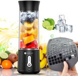 Orion Life Portable USB Rechargeable Blender 500 MLS, Smoothie Juicer Cup, Powerful Cordless Mixer, Personal Electric Blender for Sports, Travel, Baby, Office, Gym, 6 Stainless Steel Blades, BPA Free (Black) WITH FREE ICE TRAY