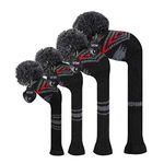 Scott Edward Knit Golf Head Covers for Woods Set of 4 Fits Well Driver(460cc) Fairway Wood and Hybrid(UT) The Perfect Change for Golf Bag (Maya Red)