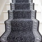 Dark Grey Stair Carpet Durable Graphite Cream Aztec Tribal Border Stair Runner Rug Custom Length Width - Sold and Priced Per Foot 2' x 20'