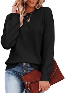 Zeagoo Maglione da donna, elegante, girocollo, a maniche lunghe, per autunno e inverno, tinta unita, taglie S-XXL, Nero , L