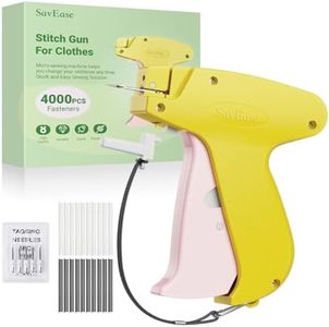 SavEase Stitch Gun for Clothes, Handheld Stitch Gun Quick Clothing Fixer, Tag Gun for Clothes Includes 2,000 Black Fasteners and 2,000 White Fasteners, 6 Needles (Yellow Pink)