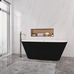 Acezanble 1600x730mm Modern Matt Black Freestanding Double Ended Bath Acrylic Bathtub