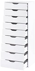 Naomi Home 9 Drawer Dresser, Tall Dressers for Bedroom, Kids Dresser with Storage Shelves with Drawers, Small Dresser for Closet, Makeup Dresser with 200 lbs Capacity - White