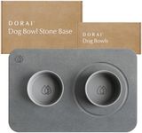 Dorai Home Dog Bowls + Stone Base Set – Modern and Stylish Pet Feeding Station – Non-Slip, Quick Drying Base with Diatomaceous Earth – Includes 2 Bowls and Base – Slate