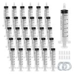 30 Pack 30ml Plastic Syringe Sterile Individual Wrap with Cap, Measurement and Dispensing Syringe Tools for Science Labs, Liquid Measuring, Feeding Pets, Oil or Glue Applicator (30, 30ml)