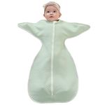 ZIGJOY Shark-Fin Transition Swaddle - 1.0 Tog Quilted Baby Sleeping Bag 6-9 Months, Baby Swaddle Blanket with 2-Way Zipper Lightweight Newborn Sleep Sack for Hip-Healthy, Green, Large