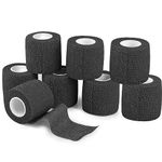 ANAMPION 8 Rolls Self-Adhesive Football Sock Tape 5cm x 4.5m Self Adherent Cohesive Bandages Wrap First Aid Athletic Sports Tape for Wrist Ankle Pet & Vet Wrap for Dogs, Horse (8, Black, 5cm)