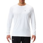 NAVISKIN Men's Sun Protection UPF 50+ UV Outdoor Long Sleeve T-Shirt White-M