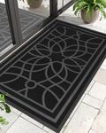 DEXI Large Door Mat Indoor Outdoor Mat, Rubber Indoor Mats for Entrance, All Weather Non Slip Heavy Duty Traps Dirt Inside Doormat Welcome Mat Outdoor, 3'x5', Black