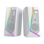 Redragon GS520 RGB Desktop Speakers, 2.0 Channel PC Computer Stereo Speaker with 6 Colorful LED Modes, Enhanced Sound and Easy-Access Volume Control, USB Powered w/ 3.5mm Cable, White