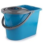 Beldray LA036810TQ Large 14 Litre Mop Bucket – Classic Cleaning Bucket with Detachable Wringer, Carry Handle, Ergonomic Dipped Edge, Lightweight & Portable, Durable Plastic Bucket, Turquoise/Grey