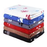 6 Pack Pet Blanket Soft Fleece Dog Cat Blanket, Fluffy Warm Sleep Bed Cover with Dog Paw Print for Kitten Puppy, Pet Kennels, Beds, Car Seats and Crate (Paw, 70x100cm)