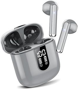 Cuffie Bluetooth, Auricolari Bluetooth 5.3 con Stereo HiFi Immersivo, Cuffie Wireless Mini Incorporato 4 HD Mic, Cuffiette Bluetooth IP7 Impermeabili, Cuffie Senza Fili con LED 30 Ore, Grigio(2024)