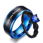 VNOX Personalized Couple Rings Set, His and Hers Matching Promise Ring Sets, Free Custom Tungsten Steel Engagement Rings, Anniversary Wedding Valentines Day Gift for Men Women（Tungsten Steel）