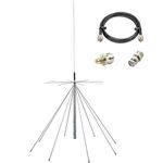 Scanner Antenna/Diamond Discone Antenna/GMRS Antenna with 10meter Cable PL-259 SMA, 25~1300 MHz Support CB, HF, AIR, UHF, VHF, FM, AM, FRS, GMRS, 1090MHz