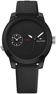 Tommy Hilfiger Men's Denim 1791326 Qtz Basic Watch, Black Dial, 44mm