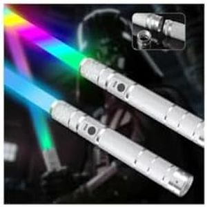 2PCS Light Up Swords Sabers,24.4inch Compact Size,Unique Rainbow Running Lights Effect,Light Up Toy with Durable Metal Handle,Suitable for Cosplay,Party Decoration, Birthday Gift for Teens and Adults