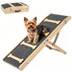 Pawaboo 2026 Upgraded Dog Ramp for Couch, Foldable Small Dog Ramp for Sofa with 7 Adjustable Heights from 2.2'' to 18.5", Portable Non-Slip Pet Ramps for Couch Sofa, Wood