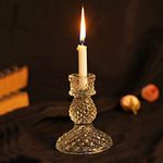 Clovefry Glass Candle Holder|Candle Stand|Table Decoration for Home, Office & Party (Candal Stand-24). (Clear)