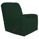 Easy-Going Recliner Stretch Sofa Slipcover Sofa Cover 4-Pieces Furniture Protector Couch Soft with Elastic Bottom Kids, Spandex Jacquard Fabric Small Checks(Recliner,Dark Green)