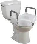 Drive Medical RTL12027RA 2-in-1 Raised Toilet Seat with Removable Padded Arms, Standard Seat