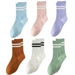 Women Socks 6 Pairs Bamboo Socks Sports Socks Ladies Socks Trainer Socks Womens 4-7 Multipack Breathable Crew Walking Socks Cotton Socks for Women (UK, Alpha, One Size, Regular, Regular, Multicolor)