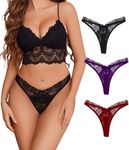 Avidlove Lace G-Strings for Women Adjustable Underwear Thongs Low Rise Sexy Tangas Breathable Cheeky Tangas