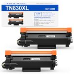 [2 Pack] TN830XL Black Toner Cartridge Replacement for Brother TN830XL TN830BK TN830 XL TN-830BK Work with HL-L2400D HL-L2405W HL-L2460DW HL-L2865DW DCP-L2640DW MFC-L2760DW MFC-L2820DW Printer Toner