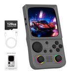 R36TMAX Retro Handheld Game Console, Retro Gaming Console 4.0'' IPS Screen with 22,000+ Classic Games, Supports Wi‑Fi Multiplayer & 2-Player Mode, 4000mAh Battery (Gray 128GB)
