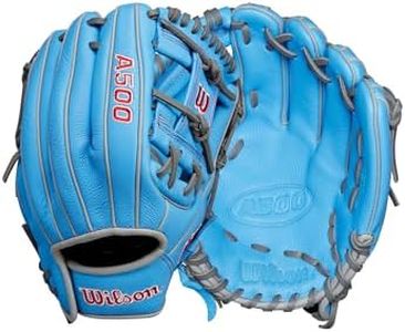 Wilson A500 11" Infield Youth Baseball Glove - Right Hand Throw, Blue/Grey/Red