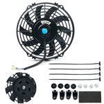 8MILELAKE 12V 80W High Performance Black Slim Electric Cooling Radiator Fan with Fan Mounting Kit(9 inch)