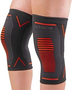 aZengear Knee Support Brace (Pair) - Compression Knee Sleeve for Joint Pain, Ligament Injury, Meniscus Tear, Arthritis, ACL, MCL, Running, Weightlifting, Squats (M)