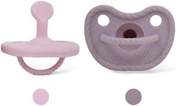 Mila & Lulu Orthodontic Silicone Pacifiers (Set of 2) – 100% Food-Grade, One-Piece Design, Soft Orthodontic Nipple, Airflow Shield, Multi-Use Pacifier & Teether for 0+ Months - Ballerina/Mauve