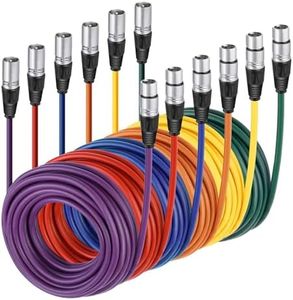 NEEWER 6 Pack 25 feet/7.6m Mic Cable Cord, XLR Male to XLR Female Microphone Audio Colored Snake Cables (Purple/Red/Blue/Orange/Yellow/Green)