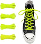 UamGlsob 2 Pairs 5/16"" Wide Elastic Shoe Laces Replacement Laces for Converse High Tops, Stretch Flat Shoelaces Shoe Strings, 2 Pairs Green, 72''/183cm, RL-BREDA-202301