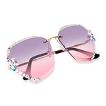 Black Jones UV400 Protective Non-Polarized Diamond Sunglasses for Women Stylish with Glasses Cloth Gradient Pink_XL