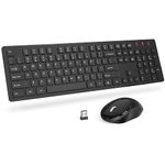 Wireless Keyboard and Mouse, Trueque Silent 2.4GHz Cordless Full Size USB Mouse Combo, Long Battery Life, Lag-Free for Computer, Laptop, PC, Windows, Mac, Chrome OS (Black)