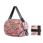 Mozzyyee Unisex-Adult Portable Foldable Shopping Bag Large Capacity Multipurpose Storage Bag Sports Travel Shoulder Bag (Pink Camouflage)