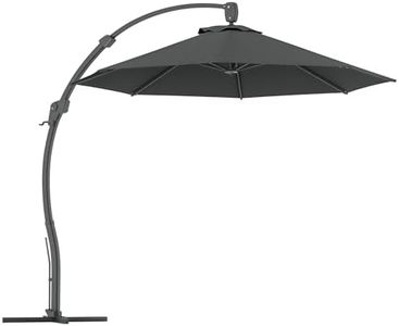 Outsunny 3(m) Garden Cantilever Parasol, Round Overhanging Umbrella with Crank Handle, Cross Base, Aluminium Frame and 360° Rotation, Banana Patio Umbrella for Outdoor Sun Shade, Grey